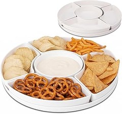 ** Comparativa de materiales en bandejas con compartimentos para salsas