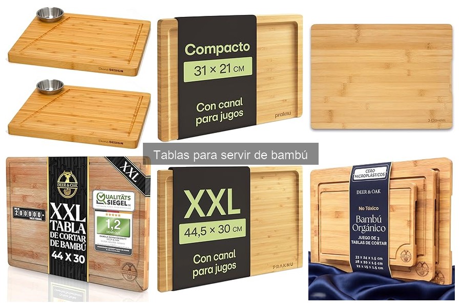 Alternativas a tablas de servir de bambú para aperitivos