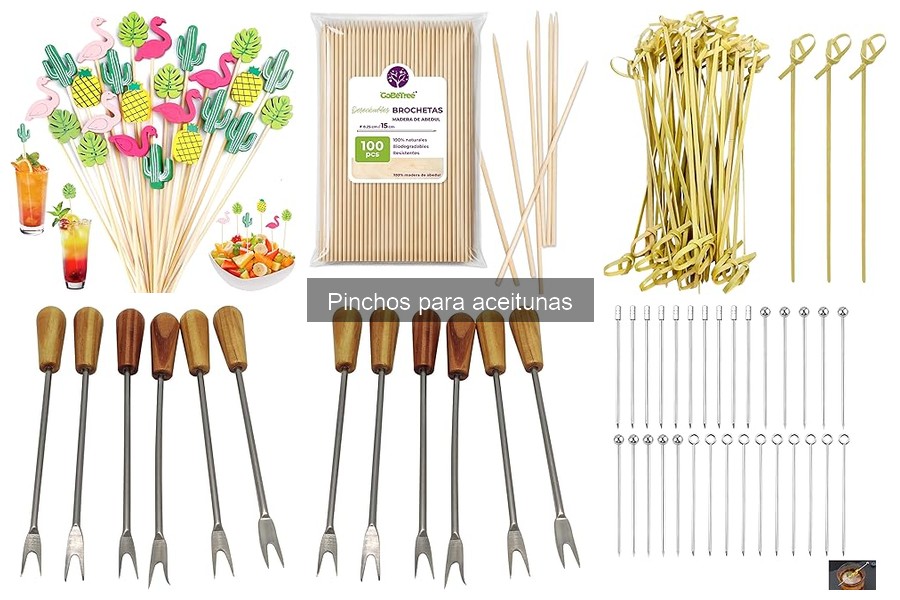 Comparativa de materiales para pinchos de aceitunas