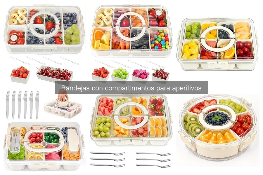 Tipos de bandejas con compartimentos para aperitivos