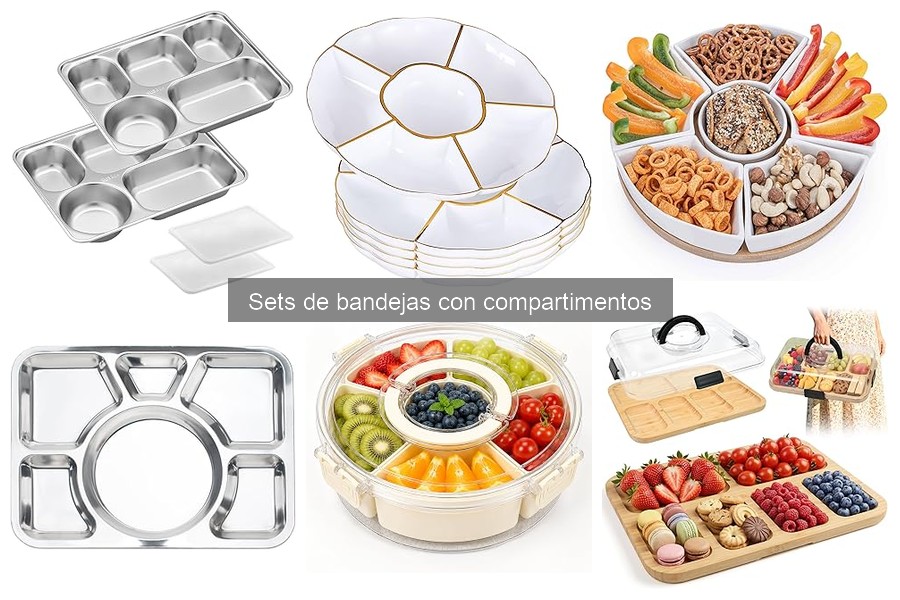 Tipos de Sets de Bandejas con Compartimentos para Aperitivos